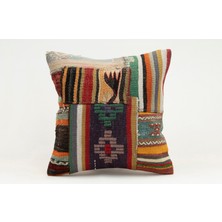 Kilim Wholesale El Yapımı Kilimden Yapılmış Vintage Kırlent Kılıfı, Yün, 40X40 cm