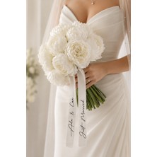 Frisson Kişiye Özel Isimli Ipek Gelin Çiçeği Kurdelesi Buket Kurdelesi Düğün Nikah Söz Nişan Çiçek Dahil Değildir