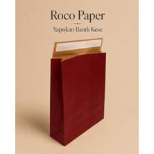 Roco Paper Co. Yapışkan Bantlı Kraft Kese Kağıdı, Bordo, 25X8X30 cm - 24'lü Paket, Hediye ve Kargo Zarfı