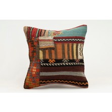 Kilim Wholesale El Yapımı Kilimden Yapılmış Vintage Kırlent Kılıfı, Yün, 40X40 cm