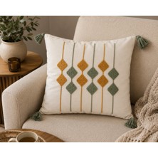 Fuens Punch Nakışlı Kırlent Kılıfı Çok Renkli Yüksek Kalite Keten Kumaş 43 x 43 cm PUNCH008