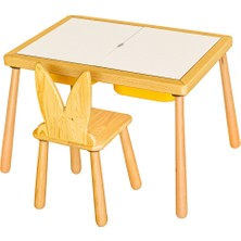 Wood & Joy Doğal Ahşap Duyusal Çocuk Aktivite Masası ve 2 Sandalye Seti Ergonomik Tasarım ile Şık Görünüm