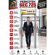 Perkotek Sec 725 Metal Kapı Dedektörü | 18 Bölgeli Üst Arama Dedektörü | Güvenlik Kapısı