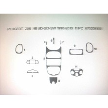Demircioğlu Oto Aksesuar Marketi Peugeot 206 1998> 11 Parça Torpido Kaplama ( Renk - Karbon )
