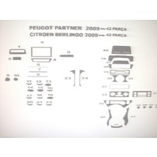 Demircioğlu Oto Aksesuar Marketi Peugeot Partner Tepee 2009-2018 42 Parça Torpido Kaplama ( Renk - Karbon )