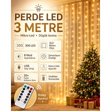 Berhat 300 LED Işık 10 Sarkıt Perde Uzaktan Kumandalı 3x3 Metre Dekoratif ve Pratik Kullanım