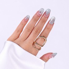 Takma Takma Takma Tırnak Mavi Nail Art Kısa Oval 10'lu Tekrar Kullanılabilir El Yapımı Protez Takma Tırnak EKOV-3514 Mavi-S