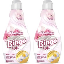 1001 Bingo Soft Manolya Konsantre Çamaşır Yumuşatıcısı, 1440 Ml, 2'li Paket, 60 Yıkama