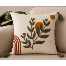 Fuens Punch Nakışlı Kırlent Kılıfı Yüksek Kalite Keten Kumaş - 43*43 cm PUNCH039