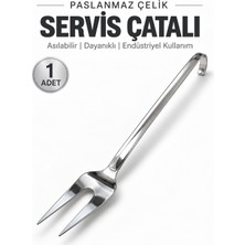 Beylini Endüstriyel Sanayi Tipi Servis Çatalı Paslanmaz Çelik Uzun Saplı Lokanta Restoran Yemekhane Asılabilir Mutfak Çatalı No 2