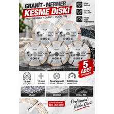 Dynamic Tech Granit Mermer Kesme Diski 75 mm Elmas Segmentli Doğal Taş Kesim 5'li Set 1,5 mm Profesyonel