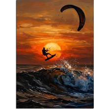Artmeg Gün Batımında Kitesurf Keyfi Dekoratif Kanvas - Mdf Ahşap Tablo
