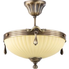 Avize Çarşısı Royal Classic Omega Tekli Ananas Renkli Cam Başlıklı, Eskitme Antik Renk Metal Gövde, Sarkıt Avize BS.3035-52-42C