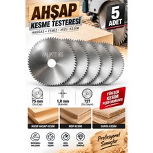 Dynamic Tech Ahşap Kesme Testere Diski 75 mm Taşlama Testere Bıçağı Disk 5'li Set Mdf Sunta Hassas Temiz Kesim