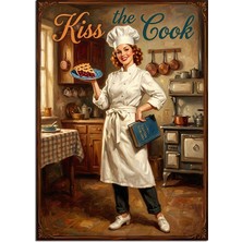 Artmeg Kiss The Cook Aşçı Kadın Dekoratif Kanvas - Mdf Ahşap Tablo