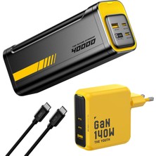 Aohi 40.000 mAh 140W Powerbank, Youth 3 Portlu Şarj Adaptörü ile Çoklu Cihaz Uyumu