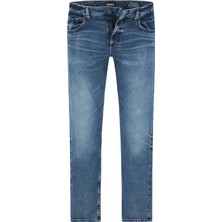 Boss Erkek Normal Kalıp Düz Paça Esnek Denim Mavi Jeans 50564370-444