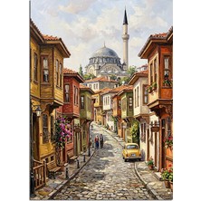 Artmeg Istanbul Tarihi Sokak Cami Manzarası Dekoratif Kanvas - Mdf Ahşap Tablo