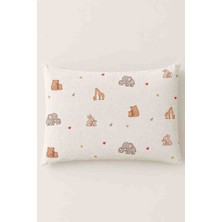 Luvis Store Anne-Bebek Sevimli Hayvanlar Temalı Müslin Bebek Yastık Kılıfı 35X50 cm 2'li Set | Çocuk Odası Dekoratif Yastık Kılıfı