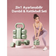 Missidea Relaxus Ayarlanabilir Yesil  Modüler Kettlebell ve Dambıl Seti 5 kg Ev Fitness ve Güç Antrenman