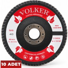 Volker Alox Alüminyum Oksit Flap Disk Zımpara 115X22 mm | 40 | 80 | 120 Kum | 10 Adet