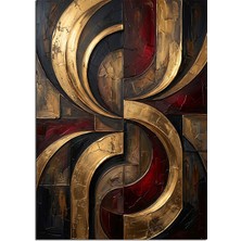 Artmeg Altın Bronz Soyut Geometrik Sarmal Dekoratif Kanvas - Mdf Ahşap Tablo