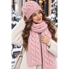 Wearflawless Kadın Yün 2'li Takım Kışlık Şık Örme Bere ve Atkı Takımı, Ikili Atkı ve Bere Seti, Kadınlar Için Hediye