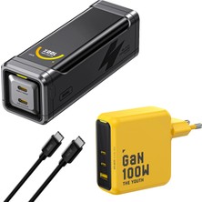 Aohi The Black Warrior 10.000 Mah 65W Powerbank, Youth 100W 3 Portlu Şarj Adaptörü Seti