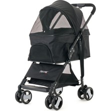 Justie Pet Flatiron Kedi & Köpek Arabası Siyah Çelik Malzeme ile 15 Kg Taşıma Kapasitesi 70 x 45 x 91 cm