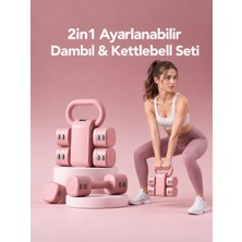 Missidea Relaxus Ayarlanabilir Pembe  Modüler Kettlebell ve Dambıl Seti 5 kg Ev Fitness ve Güç Antrenman