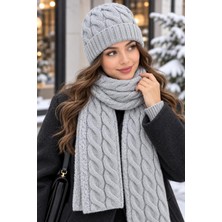Wearflawless Kadın Yün 2'li Takım Kışlık Şık Örme Bere ve Atkı Takımı, Ikili Atkı ve Bere Seti, Kadınlar Için Hediye