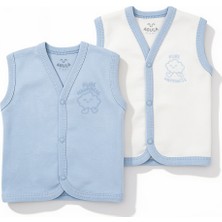 Agula 2’li %100 Pamuk Kruvaze Çıtçıtlı Bebek Yeleği Seti