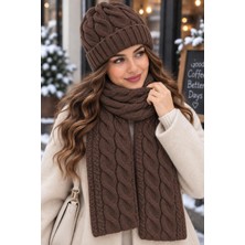 Wearflawless Kadın Yün 2'li Takım Kışlık Şık Örme Bere ve Atkı Takımı, Ikili Atkı ve Bere Seti, Kadınlar Için Hediye