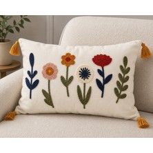 Fuens Punch Nakışlı Kırlent Kılıfı Yüksek Kalite Keten Kumaş - 35*50 cm PUNCH062D