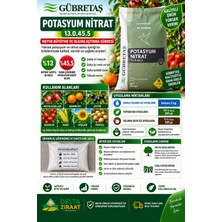 Gübretaş Potasyum Nıtrat 13.0.45,5 – %13 Nıtrat Azotu %45,5 Suda Çözünür Potasyum – 1 kg / 2 kg / 3 kg / 5 kg / 10 kg