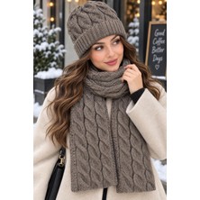 Wearflawless Kadın Yün 2'li Takım Kışlık Şık Örme Bere ve Atkı Takımı, Ikili Atkı ve Bere Seti, Kadınlar Için Hediye