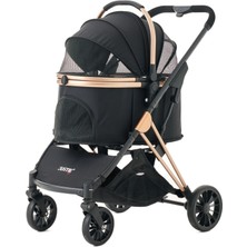 Justie Pet Titanus Siyah Kedi & Köpek Arabası 76x52x95 cm Katlanabilir Yapı ile Pratik Seyahat