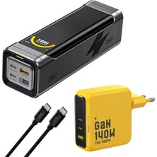 Aohi Starship 10.000 Mah 210W Powerbank, Youth 3 Portlu 140W Şarj Adaptörü Seti