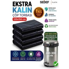 Sedef Plastik Ekstra Kalın Sanayi Boy Çöp Torbası 120X150 cm 1 kg - 240-300 Litre Konteyner Tipi Sızdırmaz