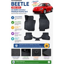 PINUKS Volkswagen  Beetle 1998-1999-2000-2001-2002-2003-2004-2005-2006-2007-2008-2009-2010-2011  Model Uyumlu 5d Araca Özel Oto Paspas Premium Serisi