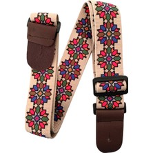 Raymond Joes RJ200-FLW Gitar Askısı Çift Kat Pamuklu Deri Başlıklı Mandala Flower