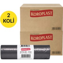Koroplast Endüstriyel Çöp Poşeti Battal Boy 72 x 95 cm 10 Adet x 40 Rulo - Siyah (2 Koli)