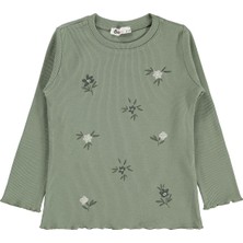 Civil Girls Çiçek Baskılı 2-5 Yaş Sweatshirt - Haki