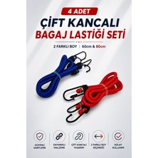 KAZEN 4 Adet Çift Kancalı Bagaj Lastiği Seti - 2 Farklı Boy 60CM ve 80CM - Sabitleme Lastiği