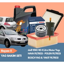 Ozmparts Megane Iı 2 Periyodik Bakım Seti Doill 10W40 4l Motor Yağı | Bosch Yağ & Yakıt Filtresi | Yerli Hava & Polen Filtresi | Yağ Bakım Paketi