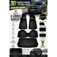 PINUKS Suzuki S-Cross 2022+ Model Uyumlu 3D Araca Özel Havuzlu Paspas+Ust Bagaj Havuzu Birebir Uyum-Hediyeli