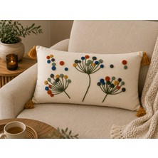 Fuens Punch Nakışlı Kırlent Kılıfı Yüksek Kalite Keten Kumaş - 35*50 cm PUNCH051D