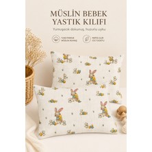 More Home Müslin Bebek Yastık Kılıfı 2 Adet 35X45 cm - Tavşan Civciv Desen