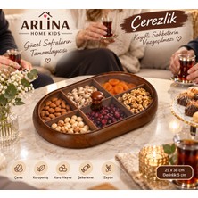 Arlina Home Kids 6 Bölmeli Kapaklı Şık Oval  Akasya Çerezlik