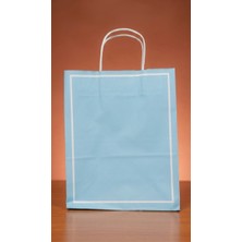 Aybaş Kağıtçılık 1. Kalite 25X12X31 cm (6 Adet) Mavi Renk Kağıt Çanta, Hediye Poşeti, Kına, Düğün, Doğum Günü Çantası